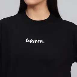 GRIFFEL Typography Printed Drop-Shoulder Sleeves Oversized Cotton Ultralite T-shirt image 2