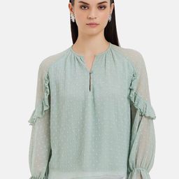 Kazo Women Rosa Ruffle Detail Raglan Sleeve Chiffon Top-picture-37