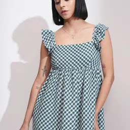 Tokyo Talkies Checked Ruffled Peplum Dress-image-16