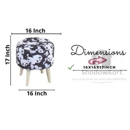 Shadowkart White & Black Printed Wooden Pouffe Ottoman image 4