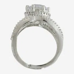 Kushal's Fashion Jewellery Rhodium-Plated Cubic Zirconia-Studded Adjustable Finger Ring image 3