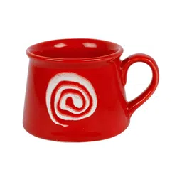 Unravel India Red & White 2 Pieces Printed Ceramic Glossy Mugs 150ml image 5