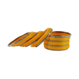 Vidhya Kangan Set of 26 Yellow & White Stone Studded Bangles image 2