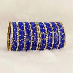 Raj world Blue Glass Artificial Stones Bangle image 2