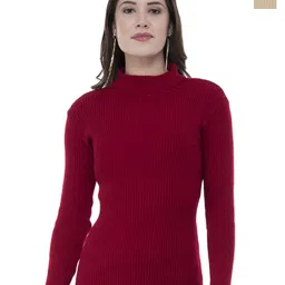 IndiWeaves Women Pack Of 2 Ribbed High Neck Woollen Pullover Sweater-image-25