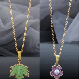 Birado Jewellery Set Of 2 Stainless Steel Gold-Plated Geometric Pendants With Chains-image-91