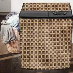 The Furnishing Tree Washing Machine Cover Checkered Pattern Brown Compatible for Whirlpool 8.5 Kg S image 3