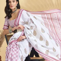 RACHNA Ethnic Motifs Ikat Digital Mulmul Saree image 3