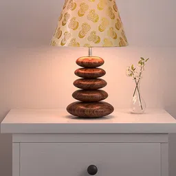 Homesake Gold-Toned Printed Table Lamp With Golden Shade LED Bulb Included-picture-24
