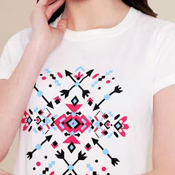 Mast & Harbour Women Typography 2 Printed Applique T-shirt image 2