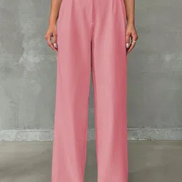 BAESD Women Relaxed Straight Leg Wide Leg High-Rise Trousers-image-21