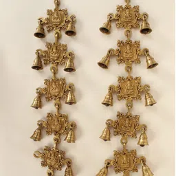 Exotic India 2-Pcs Brass Ganesha & Lakshmi Wall Hanging Bells-image-96