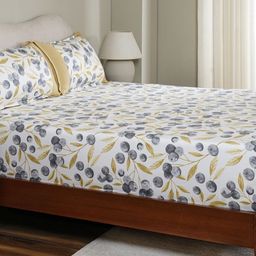 MASPAR White & Yellow Floral Printed Cotton 200 TC Single Bedsheet Set 1.52 x 2.24 m-picture-16