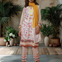 Sangria Floral Printed V Neck Thread Wrok Straight Kurta & Trouser With Dupatta-picture-17