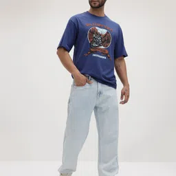 The Roadster Life Co. Printed Pure Cotton Relaxed Fit T-shirt image 2
