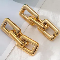 Zaphariq Gold-Plated Square Shaped Drop Earrings image 3