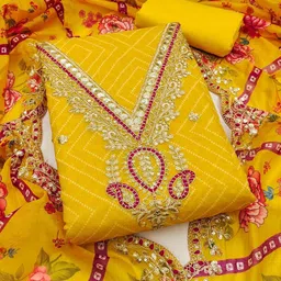 Nayanthara Trends Embroidered Sequinned Chanderi Silk Unstitched Dress Material-image-58