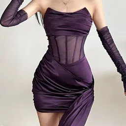 StyleCast Strapless Satin Ruched Bandeau Mini Dress image 5