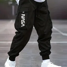 JUMPCUTS Men Printed Mid-Rise Cargo Track Pants-picture-20