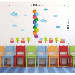 LANSTICK Blue & Green Number With Toys Printed Wall Stcikers image 4