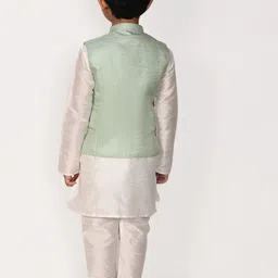 Pehanaava Boys Mandarin Collar Kurta with Pyjamas & Waistcoat image 3