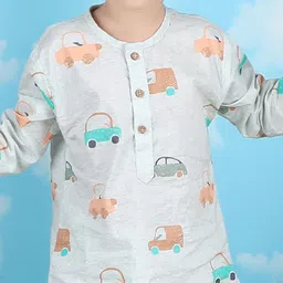 Polka Tots Boys Car Printed Pure Cotton Straight Kurta with Trouser image 2