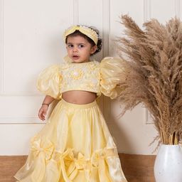 Li'l Angels Girls Embellished Beads and Stones Ready to Wear Lehenga &-picture-34