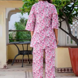 KALINI Women Floral Printed Regular Kurta with Trousers image 4