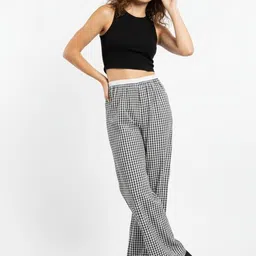 HIGH BUY Women Striped Tailored High-Rise Trousers-picture-21
