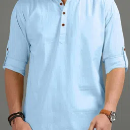 Navkanj Long Sleeves Mandarin Collar Straight Short Kurta-picture-41