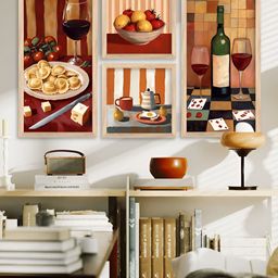 Kotart Brown & Yellow 4 Pieces Wooden Abstract Wall Arts-picture-17
