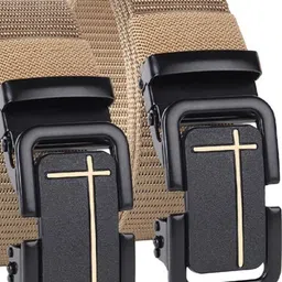 SHOPGLOBAL Men Set Of 2 Textured Stretchable Belts With Buckle Closure image 2