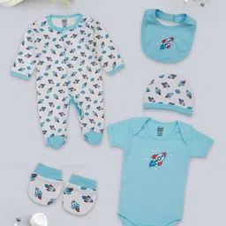 MeeMee Infant Pack Of 5 Printed Cotton Baby Apparel Gift Set-picture-15