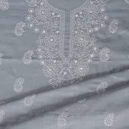 Seva Chikan Embroidered Unstitched Dress Material image 3