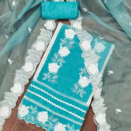 KALINI Embroidered Organza Unstitched Dress Material-picture-28