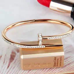 DressBerry Women American Diamond Antique Rose Gold-Plated Kada Bracelet image 2