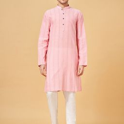 indus route by Pantaloons Men Striped Thread Work Dobby Kurta-picture-21