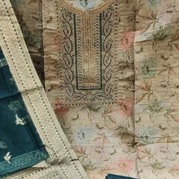 SAINOOR Embellished Organza Semi-Stitched Dress Material image 2