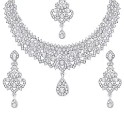 Atasi International Silver-Plated American Diamond Studded Jewellery Set-image-45