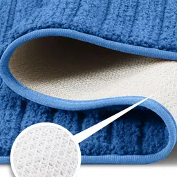 OBSESSIONS Blue Anti-Skid Super-Soft Rectangular Ultra-Absorbent 2000-GSM Bath Rug image 3