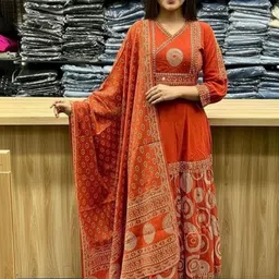 MILAAV Women Ethnic Motifs Printed Tiered Kurta with Trousers & With Dupatta-picture-21