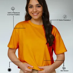 FBAR Women Pack of 2 Solid Pure Cotton Oversized T-shirts image 2