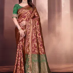 KANOODA Woven Design Zari Silk Blend Handloom Saree-picture-20