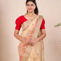 KCPC BANDHANI Peach Poly Crepe Sarees image 5