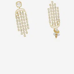 Kushal's Fashion Jewellery Gold Plated Zircon Studded Classic Drop Earrings image 3