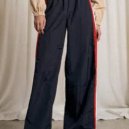 SAAHASAM Women Solid Striped Relaxed Loose Fit Trousers-picture-24