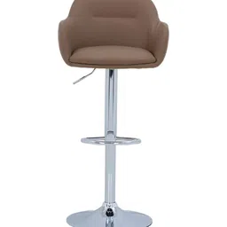 Royaloak Brown & Silver-Toned Low Back Trento Italian Leatherette Bar Stool image 2