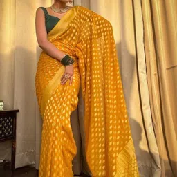 ShreeRaj Enterprise Woven Design Zari Art Silk Banarasi Saree image 5