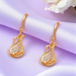 AccessHer Gold-Plated Brass American Diamond Swan Drop Artificial Stones Studs image 2