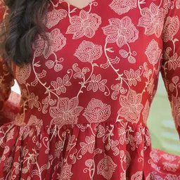 ARADHNA Women Floral Printed Panelled Kurta with Trousers & With Dupatta image 3